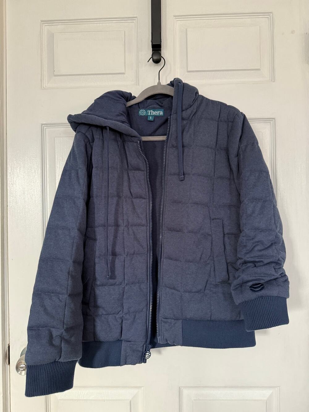Thera Brand Weighted Hoodie Coat Jacket - Slate Blue - Size S (10 lb)
